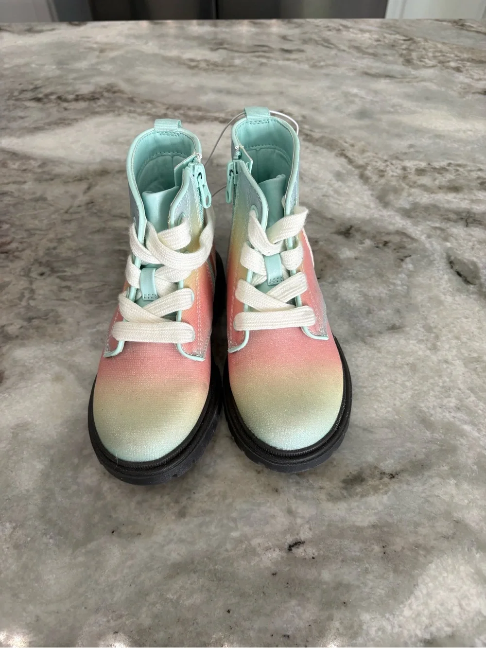 NWT Cat & Jack Toddler Girl Rainbow Gradient Lace-Up Ankle Boots Sz 11